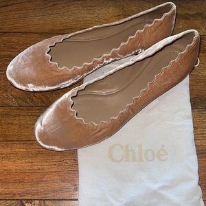 NEW Pale Pink Velvet Scalloped Chloe Ballet Flats
